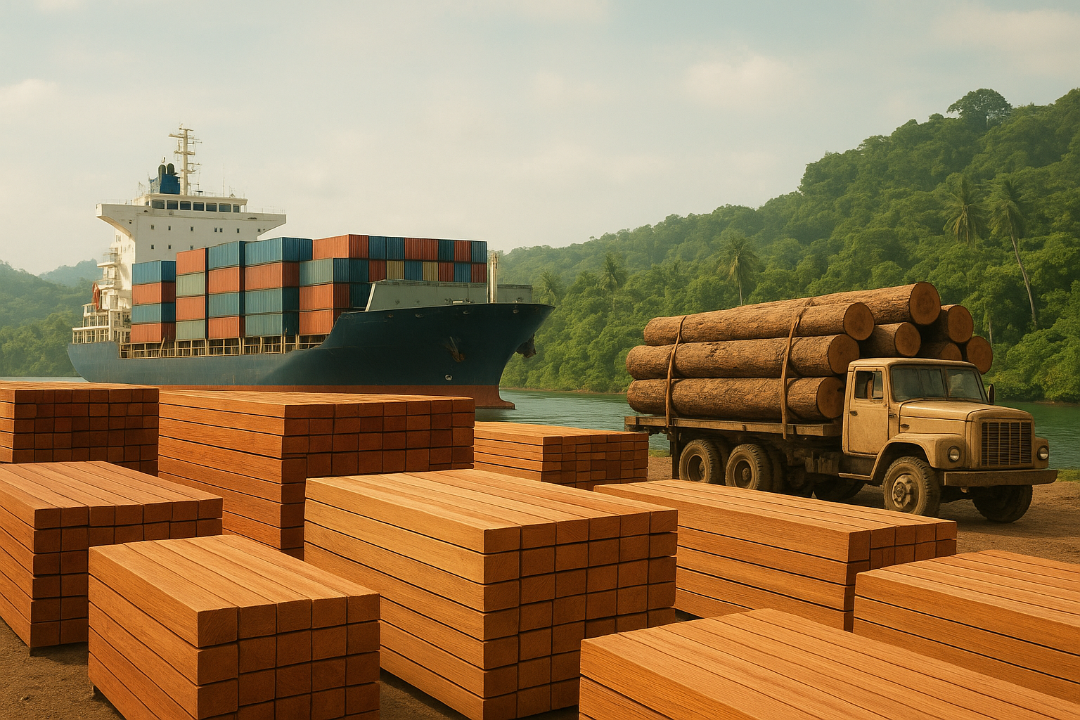 picture with boat and truck